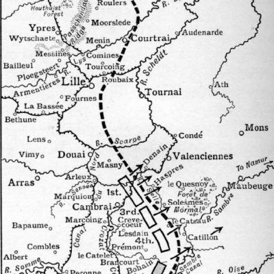The line up of the 1st, 3rd and 4th Armies in mid-October. They have now reached the Belgian border,